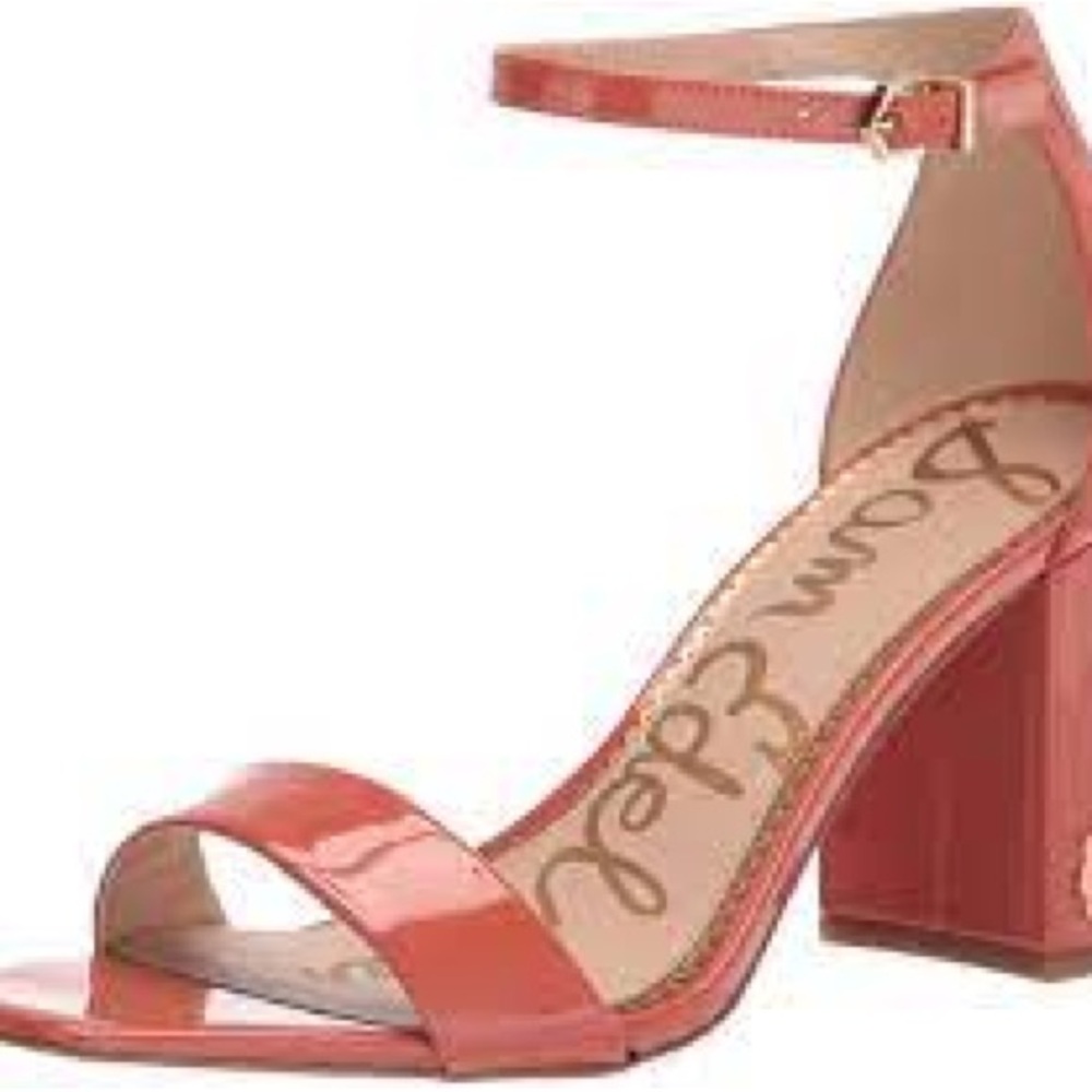 Sam Edelman Daniella Ginger Coral Patent Block Heels